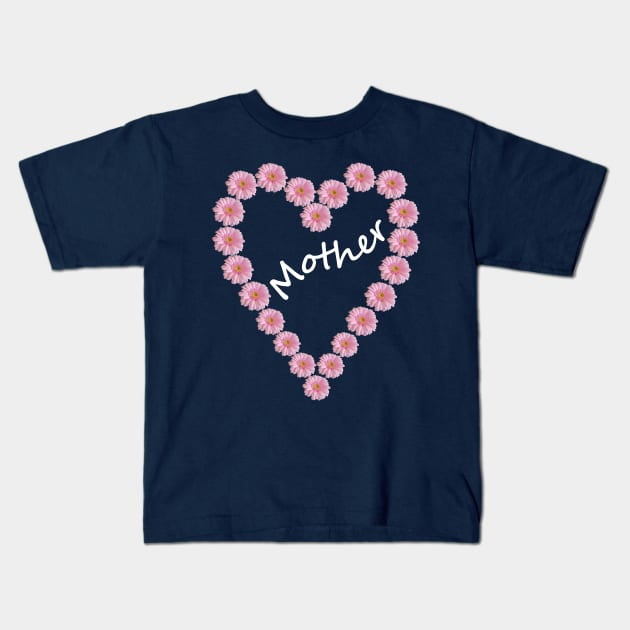 Mother Floral Heart for Mothers Day Kids T-Shirt by ellenhenryart